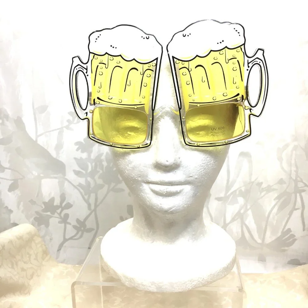 Beer Mug Yellow Adult Costume Novelty Sun Glasses NWT
